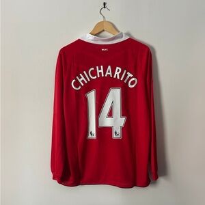 Chicharito #14 Manchester United 2010/11 Home Kit Long-Sleeve Size Medium